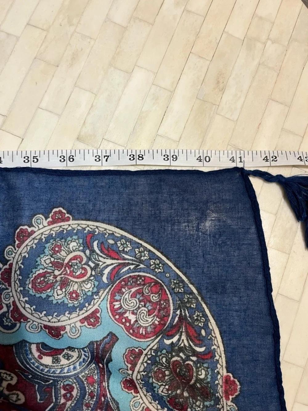 Paisley Square Shawl with Tassels Boho Cottagecore